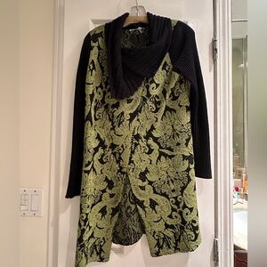 Black and Green Patterned Sweater Dress